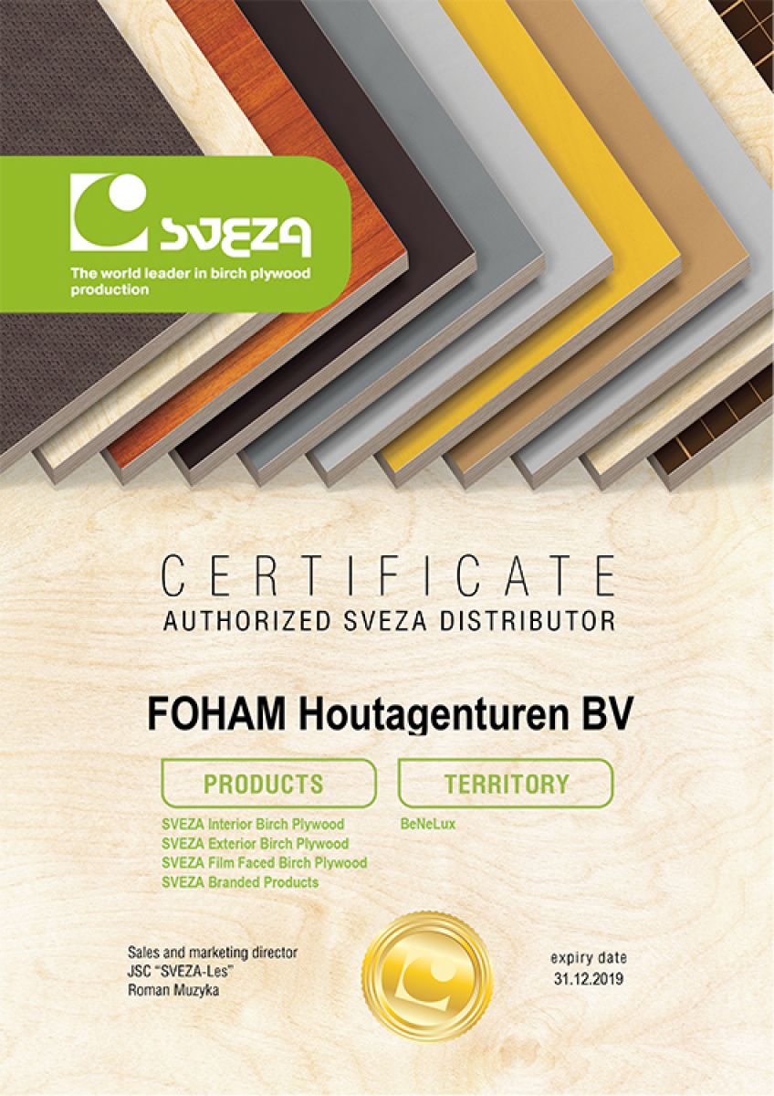 Certificate Foham Houtagenturen